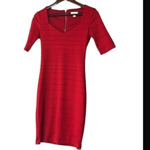 Bisou Bisou red elbow sleeve knee length dress size 2